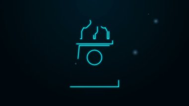 Parlayan neon hattı sahne standı veya münazara kürsüsü simgesi siyah arkaplanda izole edilmiş. Konferans konuşma tribünü. 4K Video hareketli grafik canlandırması