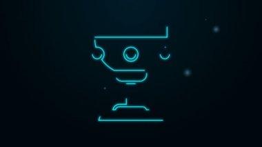 Parlayan neon hattı Hıristiyan kadeh simgesi siyah arka planda izole edildi. Hıristiyanlık ikonu. Mutlu Paskalyalar. 4K Video hareketli grafik canlandırması