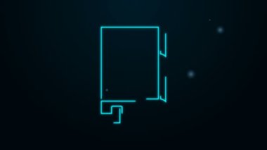 Parlayan neon hattı kutsal Kur 'an ikonu kara arka planda izole edildi. Müslüman bayramı, Kurban Bayramı, Kurban Bayramı, Ramazan Kareem. 4K Video hareketli grafik canlandırması