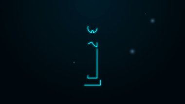 Parlayan neon hattı yanan mum simgesi siyah arkaplanda izole edildi. Silindirik mum çubuğu ve yanan ateş. 4K Video hareketli grafik canlandırması