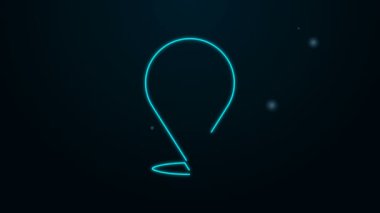 Siyah arkaplanda izole edilmiş bir harita ikonu üzerinde parlayan neon hattı konumu. 4K Video hareketli grafik canlandırması