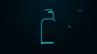 Parlayan neon hattı kantin su şişesi simgesi siyah arka planda izole edildi. Turist matarası ikonu. Kampanyada bir kavanoz su kullanıldı. 4K Video hareketli grafik canlandırması