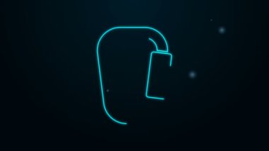 Parlayan neon çizgisi karabina simgesi siyah arkaplanda izole edildi. Olağanüstü bir spor. Spor malzemeleri. 4K Video hareketli grafik canlandırması