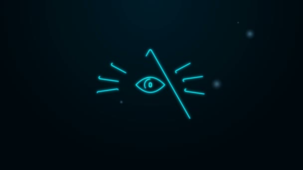 Glowing neon line Masons symbol All-seeing eye of God icon isolated on black background. The eye of Providence in the triangle. 4K Video motion graphic animation — Stock Video