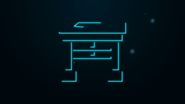 Glowing neon line Japan Gate icon isolated on black background. Torii gate sign. Japanese traditional classic gate symbol. 4K Video motion graphic animation — Stock Video