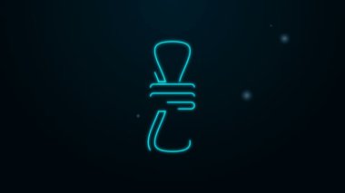 Parlayan neon hattı dağcı halat simgesi siyah arkaplanda izole edildi. Olağanüstü bir spor. Spor malzemeleri. 4K Video hareketli grafik canlandırması