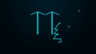 Siyah arkaplanda izole edilmiş bir harita ikonu üzerinde parlayan neon hattı konumu. 4K Video hareketli grafik canlandırması