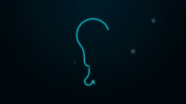 Parlayan neon çizgili tavuk budu simgesi siyah arka planda izole edildi. Tavuk budu. 4K Video hareketli grafik canlandırması