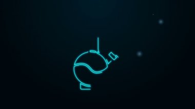 Esrar ya da kenevir ikonu içmek için siyah arka planda izole edilmiş parlak neon hattı Glass bong. 4K Video hareketli grafik canlandırması