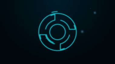 Parlayan neon hattı kül tablası simgesi siyah arkaplanda izole edildi. 4K Video hareketli grafik canlandırması