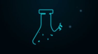 Esrar ya da kenevir ikonu içmek için siyah arka planda izole edilmiş parlak neon hattı Glass bong. 4K Video hareketli grafik canlandırması