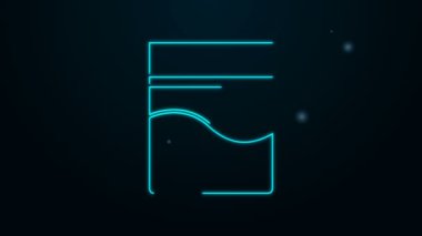 Parlayan neon hattı. Siyah arka planda izole edilmiş tıbbi kenevir ikonu plastik poşeti. Sağlık tehlikesi. 4K Video hareketli grafik canlandırması