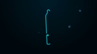 Parlak neon hattı marihuana esrarı, siyah arka planda izole edilmiş sigara ikonu. Uyuşturuculu sigara, esrar sarılmış sigara. 4K Video hareketli grafik canlandırması