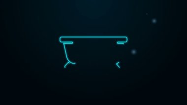 Parlayan neon hattı küvet simgesi siyah arkaplanda izole edildi. 4K Video hareketli grafik canlandırması