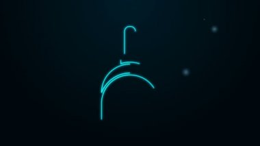 Parlayan neon hattı faraş simgesi siyah arkaplanda izole edildi. Temizlik işleri. 4K Video hareketli grafik canlandırması