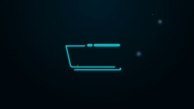 Parlayan neon hattı Plastik leğen simgesi siyah arkaplanda izole edildi. Sulu kase. Çamaşır yıkama, temizlik malzemeleri. 4K Video hareketli grafik canlandırması