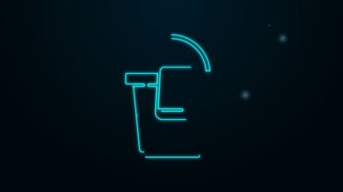 Siyah arkaplanda izole edilmiş bez simgesi olan parlak neon çizgi kovası. Temizlik hizmeti konsepti. 4K Video hareketli grafik canlandırması