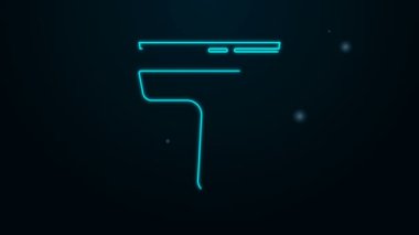 Siyah arkaplanda izole edilmiş pencere simgesi için kauçuk temizleme servisiyle parlayan neon hattı. Silecek, kazıyıcı, silecek. 4K Video hareketli grafik canlandırması