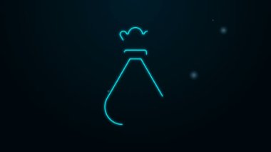Parlayan neon hattı çöp torbası simgesi siyah arkaplanda izole edildi. 4K Video hareketli grafik canlandırması