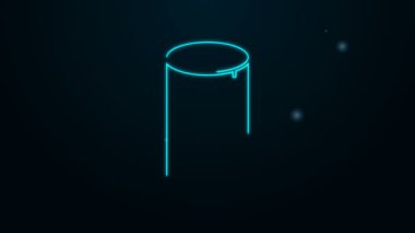 Parlayan neon çizgisi kağıt havlu rulo ikonu siyah arkaplanda izole edildi. 4K Video hareketli grafik canlandırması