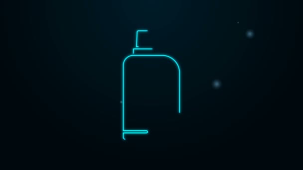 Glödande neon linje Tyg mjukgörare ikon isolerad på svart bakgrund. Tvättmedel, balsam, rengöringsmedel, blekmedel. 4K Video motion grafisk animation — Stockvideo