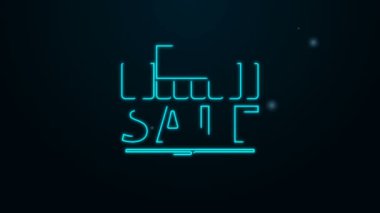 Parlayan neon hattı alışveriş binası ya da market simgesi siyah arka planda izole edildi. Süpermarket satış konsepti. 4K Video hareketli grafik canlandırması