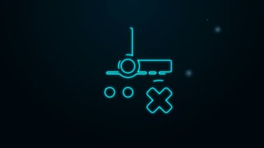 Parlayan neon hattı siyah arkaplanda izole edilmiş alışveriş sepeti simgesini kaldır. İnternetten satın alma konsepti. Teslimat servisi. Süpermarket sepeti ve X işareti. 4K Video hareketli grafik canlandırması