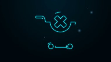 Parlayan neon hattı siyah arkaplanda izole edilmiş alışveriş arabası simgesini kaldır. İnternetten satın alma konsepti. Teslimat servisi. Süpermarket sepeti ve X işareti. 4K Video hareketli grafik canlandırması