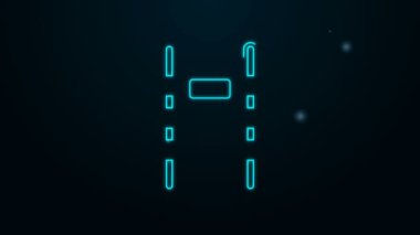 Parlayan neon hattı Sedye simgesi siyah arkaplanda izole edildi. Hastanenin tıbbi sedyesi. 4K Video hareketli grafik canlandırması