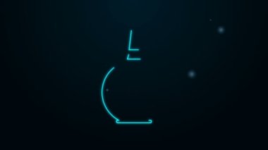 Parlayan neon hattı Enema simgesi siyah arkaplanda izole edildi. Plastik uçlu bir düşman. Tıbbi armut. 4K Video hareketli grafik canlandırması