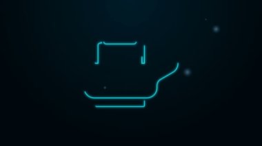 Parlayan neon hattı Bedpan simgesi siyah arkaplanda izole edildi. Yatalak hastalar için tuvalet. 4K Video hareketli grafik canlandırması