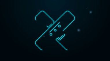 Parlayan neon çizgisi siyah arkaplanda izole edilmiş bandaj alçı ikonu. Tıbbi alçı, yapıştırıcı bandaj, esnek kumaş bandajı. 4K Video hareketli grafik canlandırması