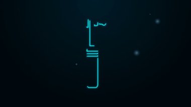 Parlak neon çizgili matkap simgesi siyah arkaplanda izole edildi. Delme ve öğütme aletleri için el işi. Tıbbi alet. 4K Video hareketli grafik canlandırması