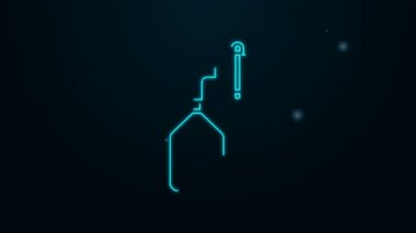 Parlayan neon hattı tıbbi oksijen maskesi simgesi siyah arkaplanda izole edildi. 4K Video hareketli grafik canlandırması