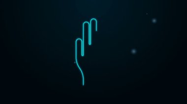 Parlayan neon hattı tıbbi lastik eldiven ikonu siyah arka planda izole edildi. Koruyucu lastik eldivenler. 4K Video hareketli grafik canlandırması