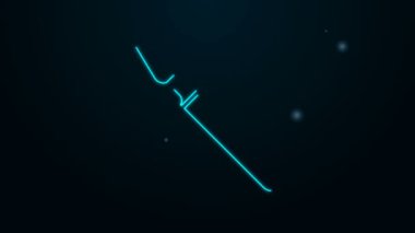 Parlayan neon hattı tıbbi cerrahi neşter araç ikonu siyah arkaplanda izole edildi. Tıbbi alet. 4K Video hareketli grafik canlandırması