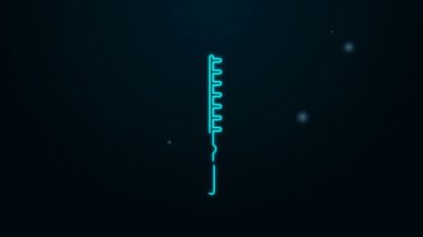Tıbbi inceleme ikonu için parıldayan neon hattı medikal termometre siyah arka planda izole edildi. 4K Video hareketli grafik canlandırması