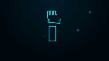 Parlak neon hattı test tüpü ya da siyah arka planda izole kan ikonu olan matara. Laboratuvar, kimyasal, bilimsel cam levha. 4K Video hareketli grafik canlandırması