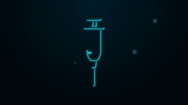 Parlayan neon çizgisi şırınga simgesi siyah arkaplanda izole edildi. Aşı için şırınga, aşı, iğne, grip aşısı. Tıbbi ekipman. 4K Video hareketli grafik canlandırması