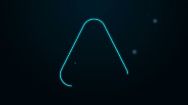 Siyah arkaplanda izole edilmiş üçgen simgesinde parlayan neon çizgisi ünlem işareti. Tehlike uyarısı, dikkat, dikkat, tehlike uyarısı. 4K Video hareketli grafik canlandırması