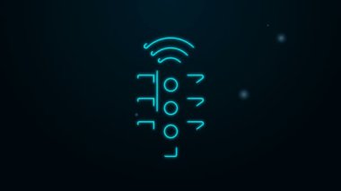 Parlayan neon hattı Akıllı trafik lambası simgesi siyah arkaplanda izole edildi. İnternet kavramının kablosuz bağlantısı. 4K Video hareketli grafik canlandırması