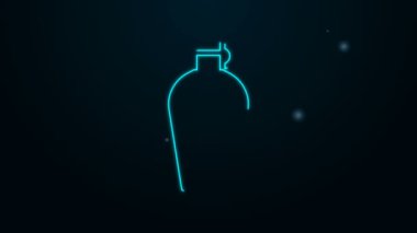 Parlayan neon hattı kantin su şişesi simgesi siyah arka planda izole edildi. Turist matarası ikonu. Kampanyada bir kavanoz su kullanıldı. 4K Video hareketli grafik canlandırması