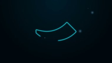 Parlayan neon hattı siyah arka planda izole edilmiş avcı boynuzu simgesi. 4K Video hareketli grafik canlandırması