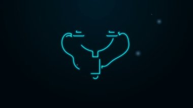 Parlayan neon hattı Sapan simgesi siyah arkaplanda izole edildi. 4K Video hareketli grafik canlandırması