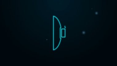 Parlayan neon hattı Bow simgesi siyah arkaplanda izole edildi. 4K Video hareketli grafik canlandırması