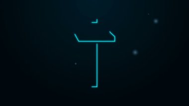 Parlayan neon hat trafik levhası. Siyah arkaplanda sinyal simgesi izole edildi. İşaretçi sembolü. İzole sokak bilgi levhası. Yön tabelası. 4K Video hareketli grafik canlandırması