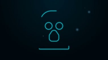 Parlayan neon çizgisi kar maskesi simgesi siyah arkaplanda izole edildi. Kış sporları için bir parça kıyafet ya da bir suçlu ya da hırsız için bir maske. 4K Video hareketli grafik canlandırması