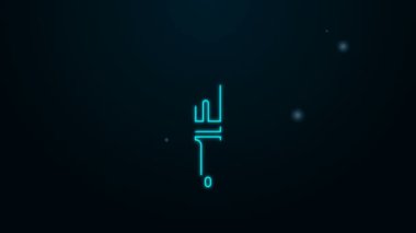 Parlayan neon hattı Hunter bıçak ikonu siyah arka planda izole edildi. Ordu bıçağı. 4K Video hareketli grafik canlandırması