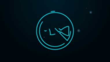 Parlayan neon halat. Siyah arka planda balık tutma ikonu yok. İçki yasağı işareti. 4K Video hareketli grafik canlandırması