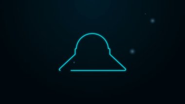 Parlayan neon hattı Balıkçı şapkası simgesi siyah arka planda izole edildi. 4K Video hareketli grafik canlandırması